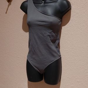Gray off shoulder bodysuit